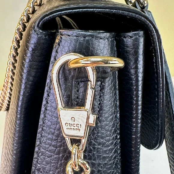 Gucci Interlocking G grained calfskin gold HDW top handle detachable strap COA - Picture 5 of 17